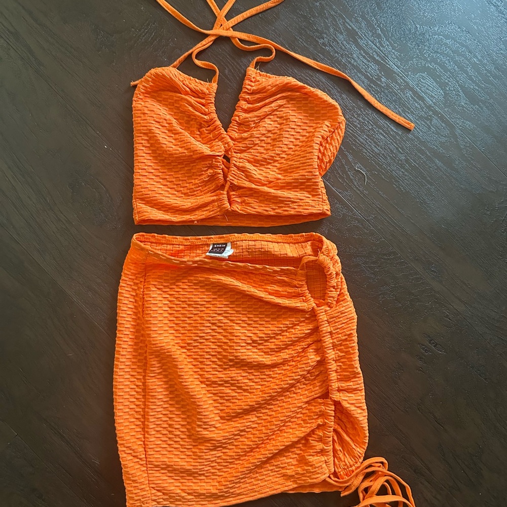 SHEIN Orange Skirt Set